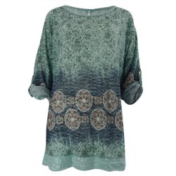 Let Bomuldsbluse Turkis Grn