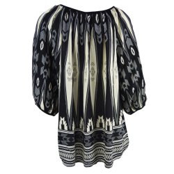 Bluse Med Bdformet Udskring Mrke Bl