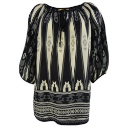 Bluse Med Bdformet Udskring Mrke Bl