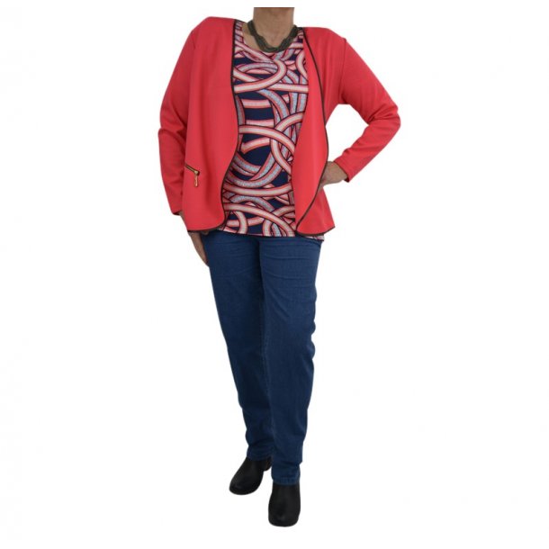 Jakke Med Lderkant Sort