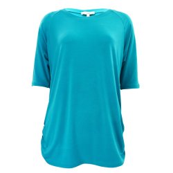 T-shirt Med Rib I Siderne Turkis Grn