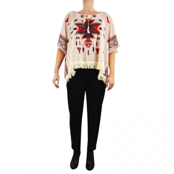 Bluse Med Frynser Koral