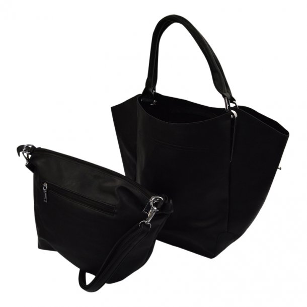 Stor sort taske med ekstra lille taske