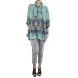 Let Bomuldsbluse Turkis Grn