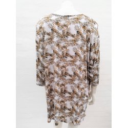 Lang T-shirt med gyldent blad mnster - Plus size