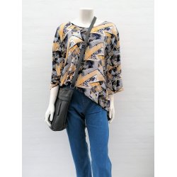 Lang T-shirt med bl/gult mnster - Plus size