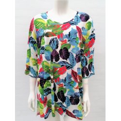 Lang T-shirt med blad mnster - Plus size