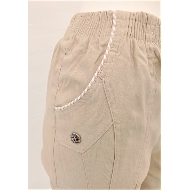 Buks Med Superstretch &amp; Stribe Ved Lomme - Sand