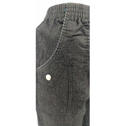 Bomuldsbuks med stribe ved lommen - sort