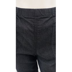 Bomuldsbuks med stribe ved lommen - sort