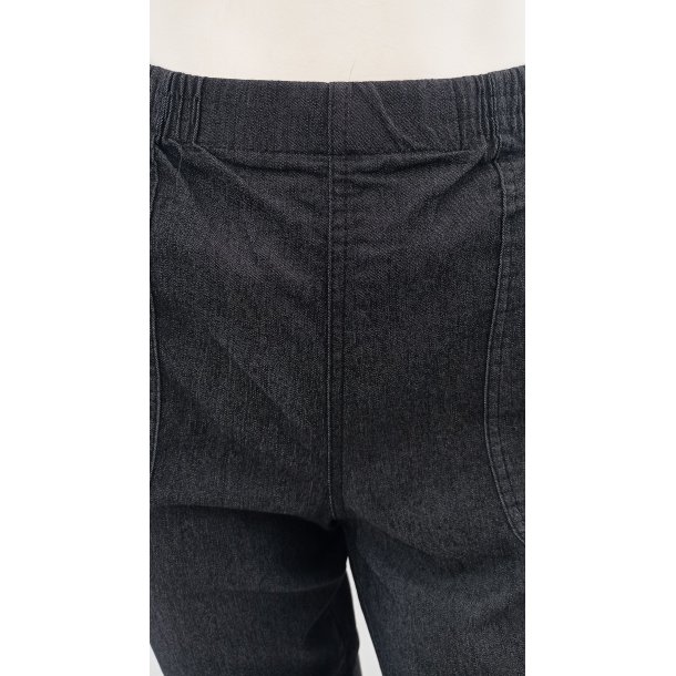 Bomuldsbuks med stribe ved lommen - sort