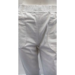 Bomuldsbuks med stribe ved lommen - Hvid