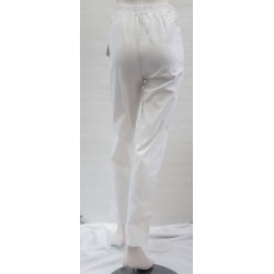 Bomuldsbuks med stribe ved lommen - Hvid