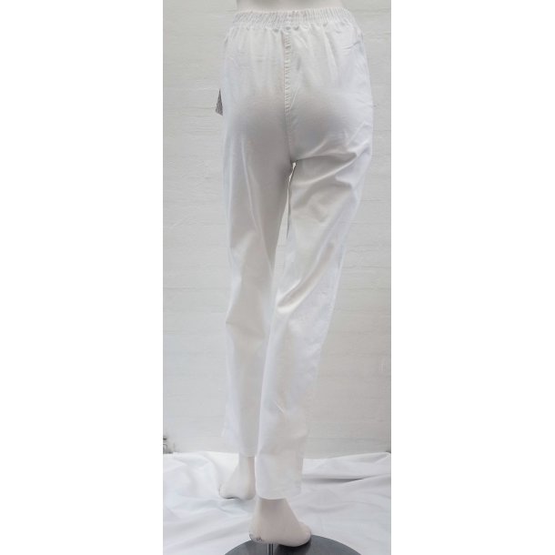 Bomuldsbuks med stribe ved lommen - Hvid