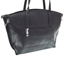 Stor sort taske med chrom detaljer