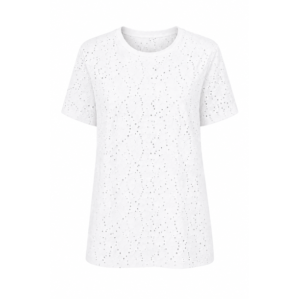 T-shirt med Broderi Angaise