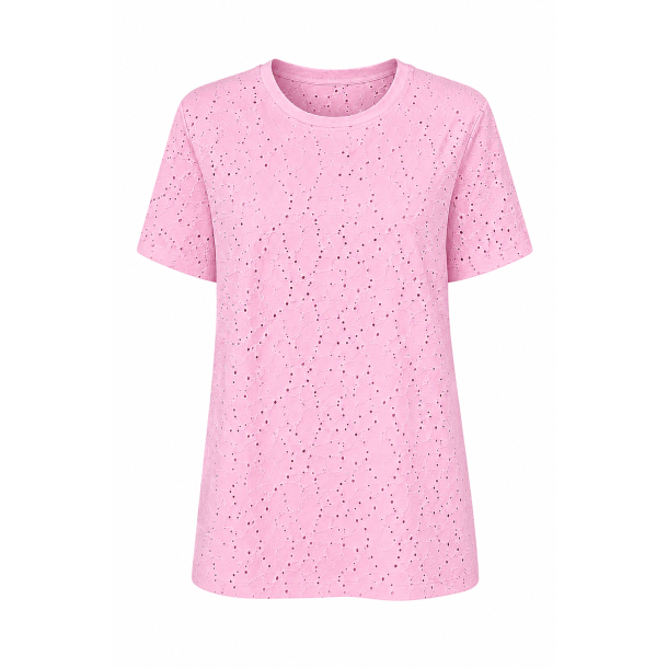 T-shirt med Broderi Angaise