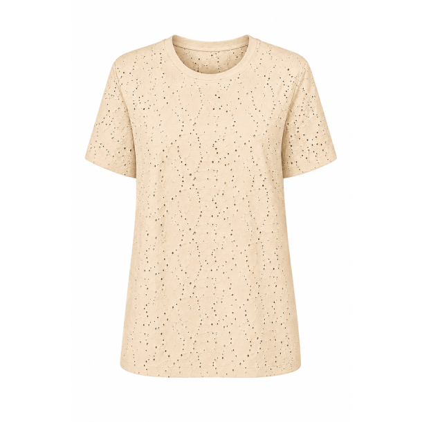 T-shirt med Broderi Angaise