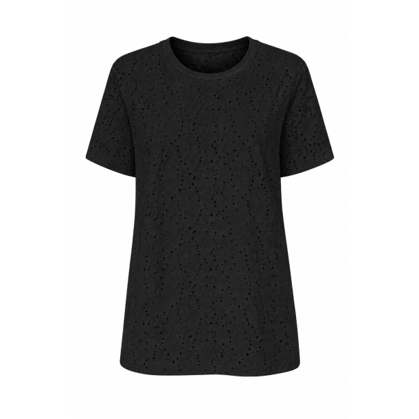 T-shirt med Broderi Angaise