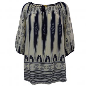 Bluse Med Bdformet Udskring Mrke Bl