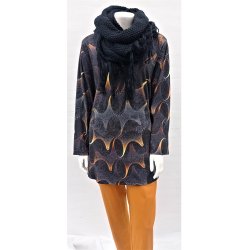 Lang Bluse med Gult Mnster  - Plus size